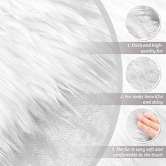 Tatuo 10 x 20 Inch White Faux Fur Fabric Halloween Fluffy 10 x 20 Inch,