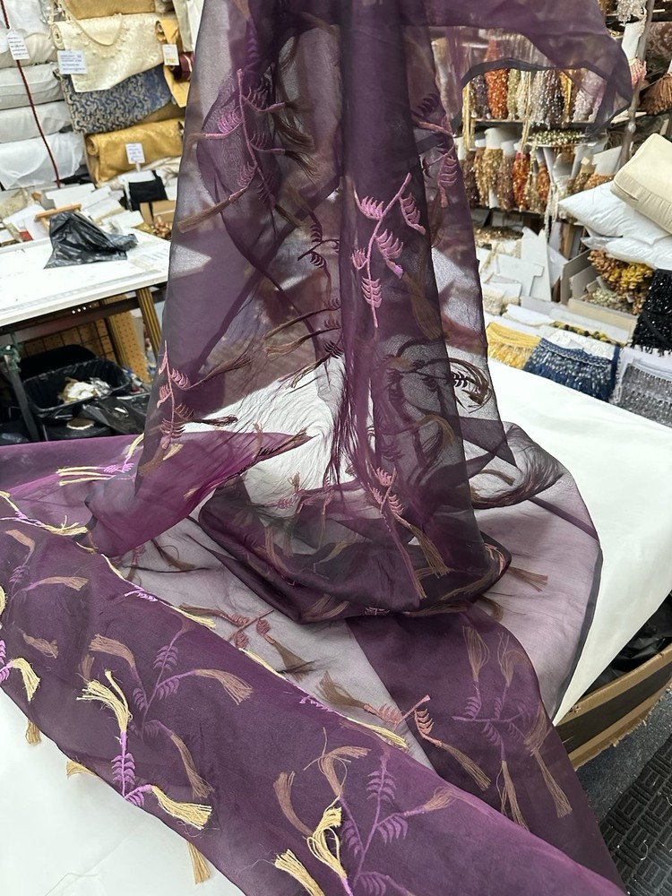 100% Silk Organza Sheer Fabric 54” Width Sold by the yard – Purple