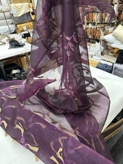 100% Silk Organza Sheer Fabric 54” Width Sold by the yard – Purple