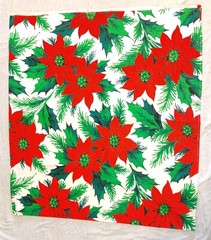 Vintage Fabric – Christmas Holiday Poinsettia Table Cloth / Festive DIY Projects