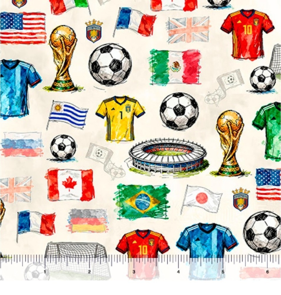 FIFA, International Soccer Motiff, Sports Fabric!100%Cotton 1 yd•BTY•Fast Ship!