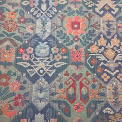 Vintage Kilim Jacquard Upholstery Fabric Remnant Boho Floral Geometric 56×20