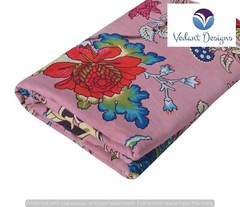 10 Yard Pink Hand Block Floral Print Cotton Fabric Dressmaking Sewing