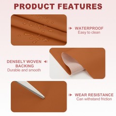 63×39.4in Faux Leather Sheets, Faux Leather Fabric Vinyl PVC, Brown
