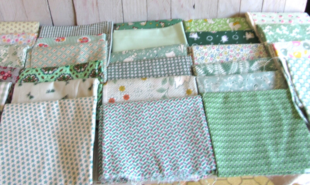 fabaric/yardage Quilting FAT QUARTERS 6.75yds Green Novelty Prints Sewing/Craft