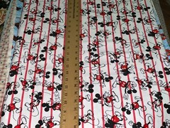 1 YD X 62″ Vintage Mickey Mouse Cotton Knit Fabric Red & White Stripes 36″ X 62″
