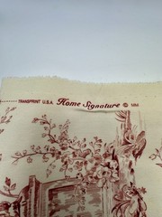 COUNTRY TOILE BURGUNDY/MAROON CREAM FABRIC 58 X20” Home Signature