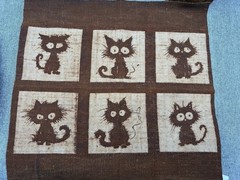 Vintage Kakishibu Persimmon Dyed Handwoven Black Cat Rustic Cloth 13×13 in
