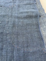Antique Japanese BORO Indigo Kaya Mosquito Net Fabric Faded Distressed Blue 74″