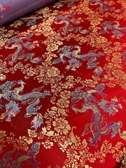 Kai RED Dragon Brocade Chinese Satin Fabric for Cheongsam/Qipao, Apparel, Costu