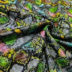 Animal Print: Snake Colorful Spandex Stretch Fabric Sold By The Yard 60” Wide
