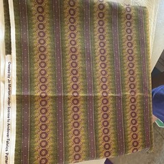 Andover Fabrics Green Purple Brown Striped Print Pattern Fabric 4 3/4 yards