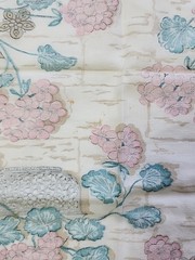 40s 50s Floral Motifs Cotton Fabric 36.5″w X 1.1yds Feedsack Style STAINED