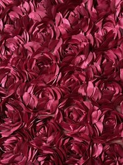 Burgundy Rosette Peony 3D Embroidery Satin Flowers Floral Mesh Fabric By yard