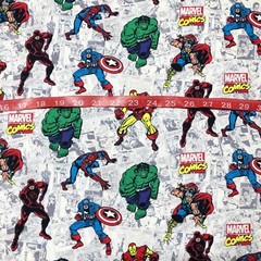 1 Yard Marvel Action Comic Avengers Quilt Cotton Fabric Thor Iron Man Spider-Man
