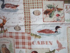 “NORTH MEMORIES” ANIMAL PATCH OWL DUCK DEER COTTON FABRIC 25X43 INCHES NEW