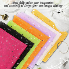 Black Glitter Tulle Fabric Roll with Star Moon Sequins, 1 Yard x 54 Inch