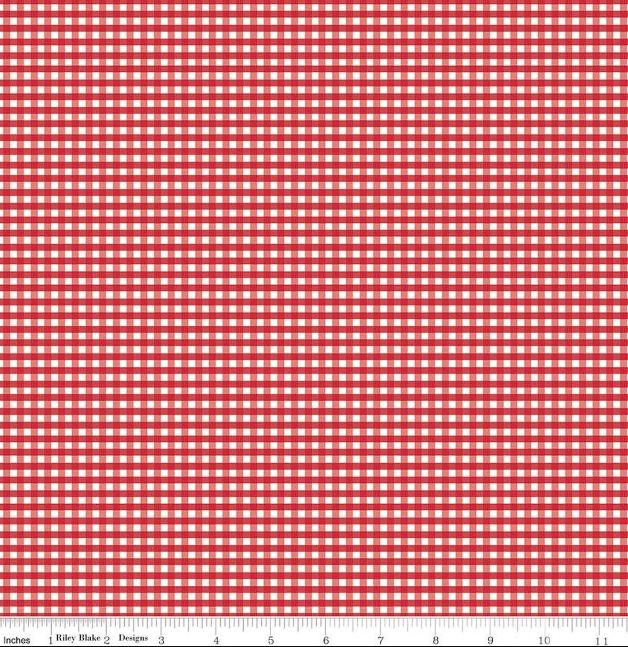 Cotton Gingham 1/8″ Stripes Checkered Patterns Red Fabric Print by Yard D149.02