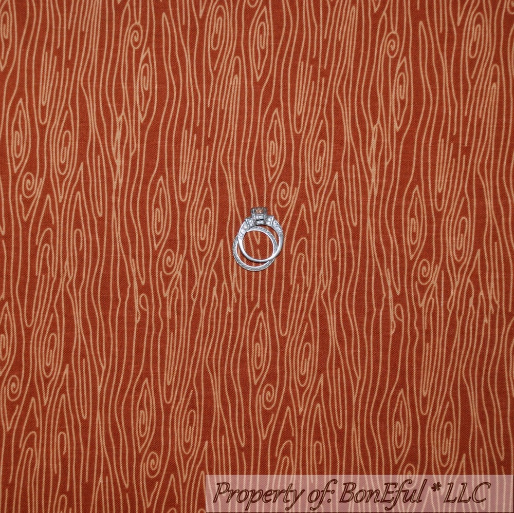 BonEful Fabric Cotton Quilt Flannel Brown Wood Stripe Boy Scout Log Cabin SCRAP