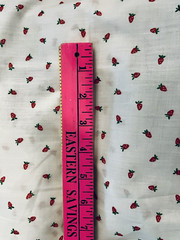 VTG Sweet Tiny Strawberries on White 4 Doll Clothing Quilting Crafts 23″X20″