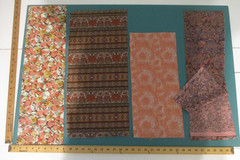 Cotton Quilt Craft Fabric Scrap Bundle Lot 7 Prints Flower Fairies Brown Peach