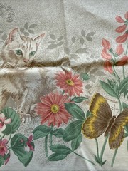 Vtg House ‘N Home Fabrics & Draperies Inc. 1982 Cute Kitten Panel Square 12×14″