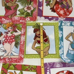Loralie Harris Cotton Quilting Fabric Panel Cut Lot Wanna Beach Hawaii Character