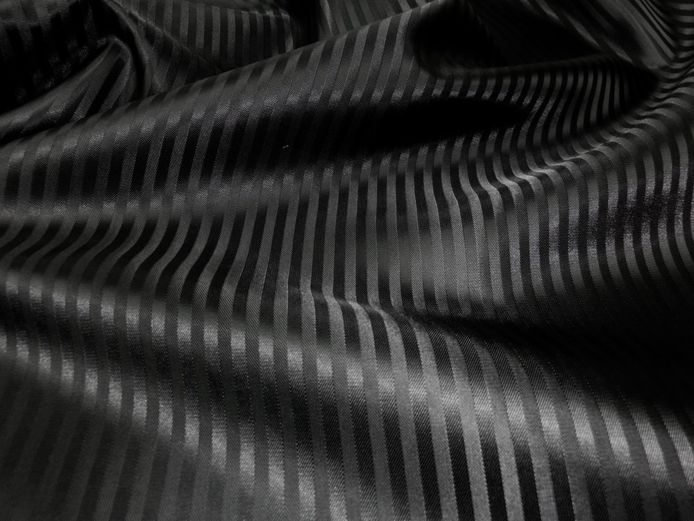 Black & Dark Gray Viscose Stripes Fabric Material Suit Jacket Ties Bags Lining