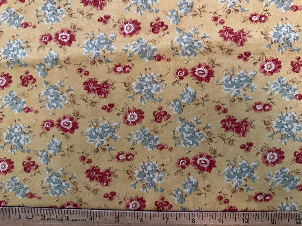 Larkspur 3 Sisters Moda 44104 Mustard Yellow Rusty Red Teal Wild Flowers Fall