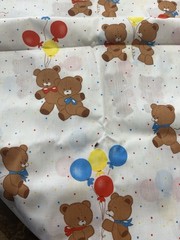 Vintage Bear With Balloons Fabric Springs Industries 2 Yds Lightweight New