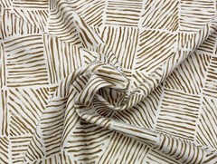 SCHUMACHER KATAMA CARAMEL BROWN BLOCK GEO EXCLUSIVE LINEN FABRIC 2.1 YARDS 54″W