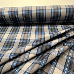 Gray Plaid Check Poplin P/C Uniform 5.5oz Fabric 61″ W Lot of 4 Yards for $20