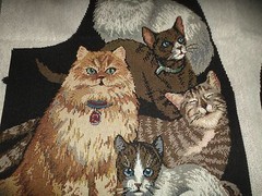 TAPESTRY PRINT SIAMESE CAT KITTENS OR PUPPY DOGS DALMATIONS 30 X 30 BROWN BLACK