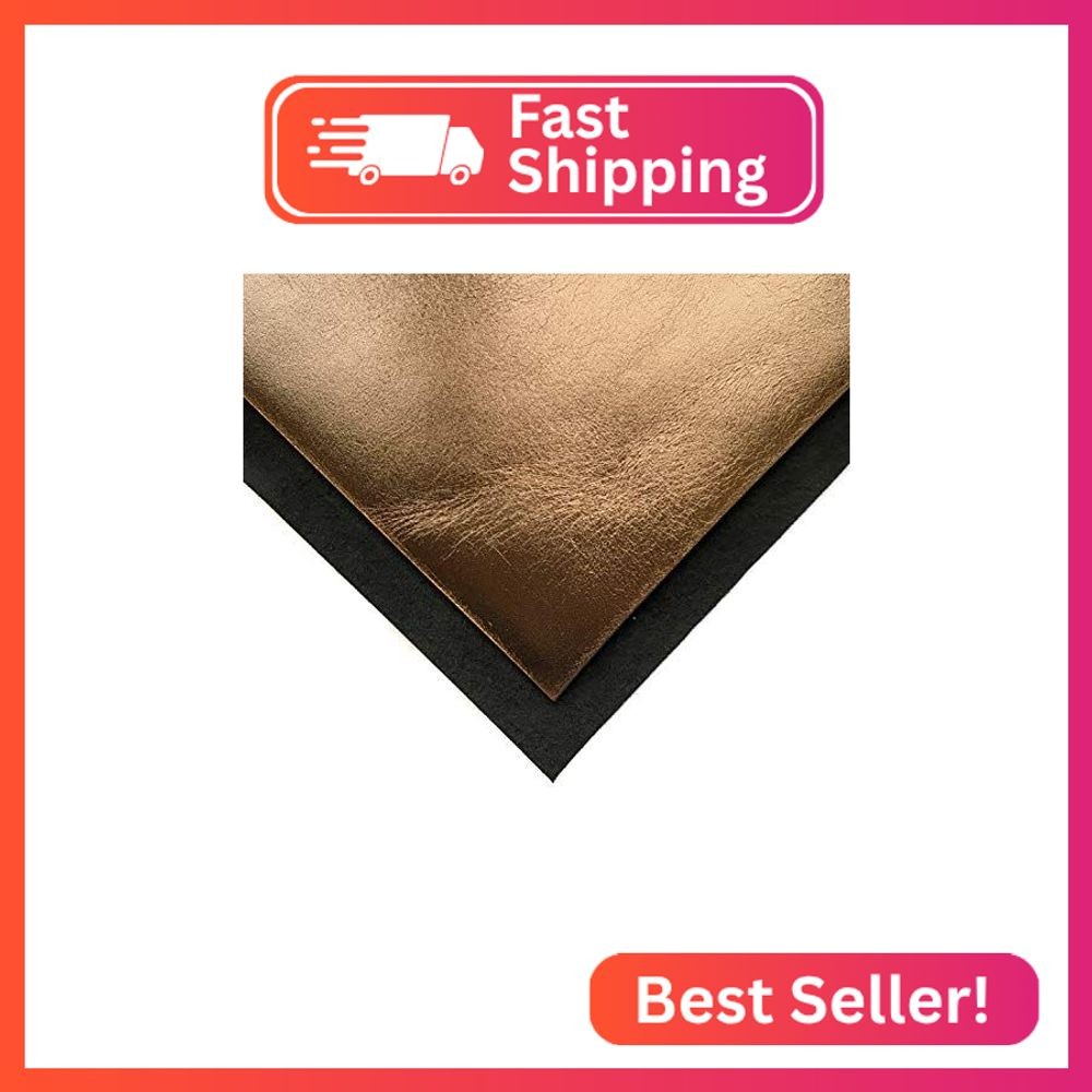 Genuine Leather Metallic Leather Fabric (Bronze, 12x12In/ 30x30cm)