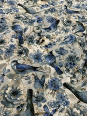 Blue Birds Butterflies Dragonflies Floral by Wild Apple 100% Cotton Fabric