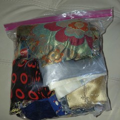 Lot Of embroidered embellishment remnants and fabrics pieces