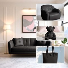 Faux Leather Fabric Smooth Solid 54″ x 36″ (Black)