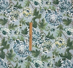 BALLARD DESIGNS ALORA CELADON GREEN OVERSIZE FLORAL FABRIC 2.75 YARDS 54″W
