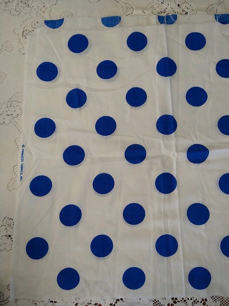 Large 1 1/2″ Royal Polka Dots Printed Fabric White Back 100% Cotton BTHY 18×46″