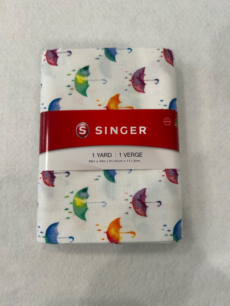Colorful Umbrellas on Cotton Fabric – SINGER – 1 Yard – 4 Available – NEW