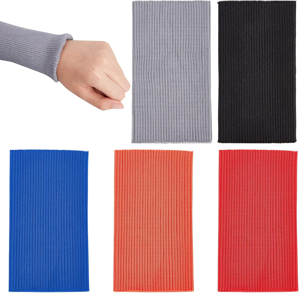 10Pcs 5 Colors Knit Cuff Sleeve Ribbing Cuff Material, 5.9X3.3Inch Tubular Rib C