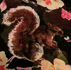 2 Yd Wild Animal Owl Chiffon Apparel Fabric Wood Floral Bunny Black