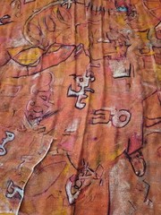 Hand-Painted Abstract Patterned Fabric 48″ X 72″ Rustic Earthy Tones Lightweight