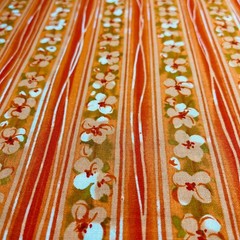 Orchids Floral Stripe Fabric Orange by Joann BY THE YARD 100% Cotton