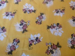 Minnie Mouse on Yellow Cotton fabric 14 INCHES WIDE and 36 inches long