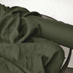 Moss Green Linen Fabric by the Yard Soft Washed Natural Material Sewing DIY 58″