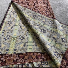 Vtg Unicorn Brocade Tapestry Fabric Animals Floral Maroons Gold 4.25 Yards 54” W