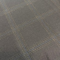 Wool Windowpane Suiting Fabric Black Tan Blue 60″ Wide x 4.25 Yards