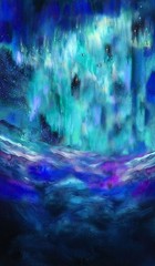 25.5″ X 44″ Panel Whale Song Northern Lights Aurora Cotton Fabric D483.72