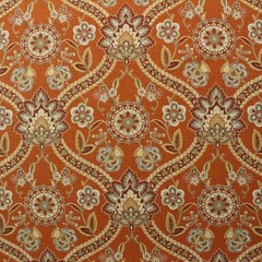 MILL CREEK SALIANNA SPICE ORANGE FLORAL DAMASK VINE LINEN FABRIC BY YARD 54″W